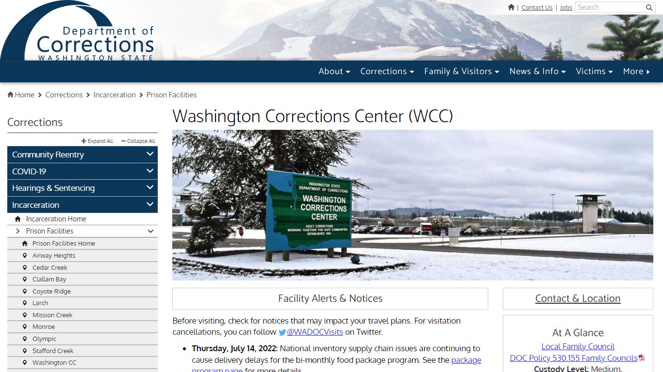 Washington Corrections Center (WCC) | Washington State Department of ...